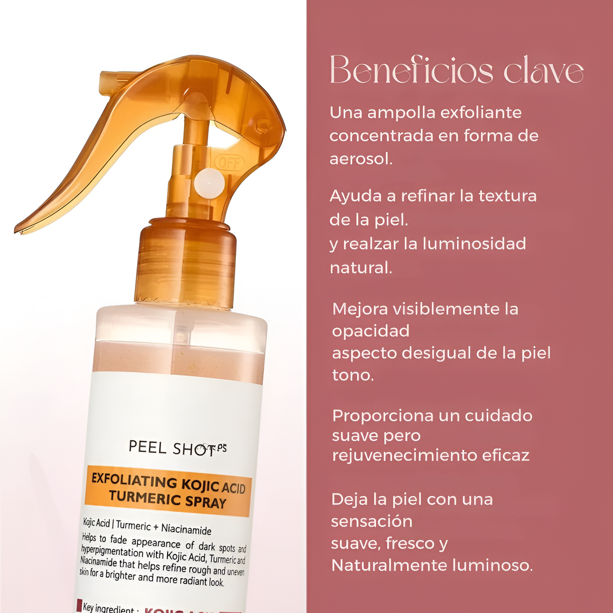 Kivana Peel Shot - Spray exfoliante corporal con ácido kójico y cúrcuma