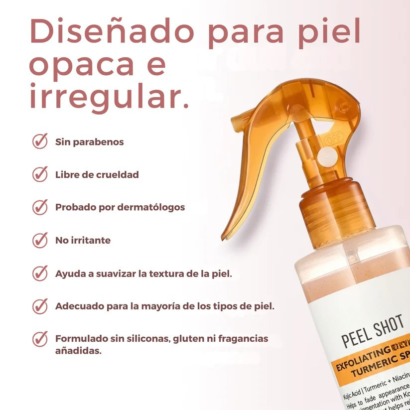 Kivana Peel Shot - Spray exfoliante corporal con ácido kójico y cúrcuma